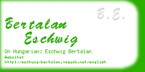 bertalan eschwig business card